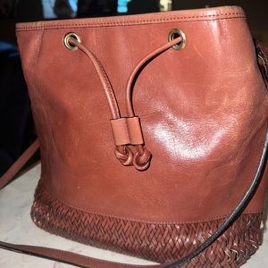 ETIENNE AIGNER Vintage Brown Leather Drawstring Bucket Shoulder Crossbody Bag